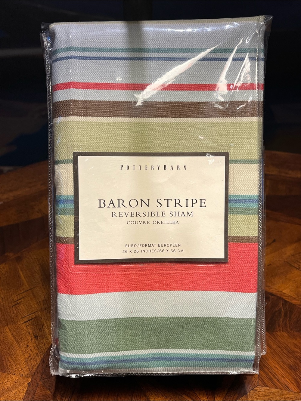 3 x Pottery Barn “Baron” Stripe Reversible Euro Shams - Multi Stripe - NWT - Picture 2 of 4